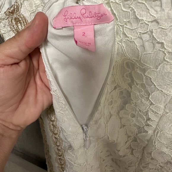EUC LILLY PULITZER MILA LACE SHIFT DRESS RESORT WHITE Size 2 - Picture 5 of 12